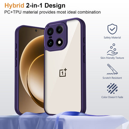 Kapa Hawkeye Clear Slim Tough Back Cover for OnePlus 15 | Camera Lens Protector Anti Yellow Shockproof Clear Hybrid Case Cover (Purple) - Mobizang