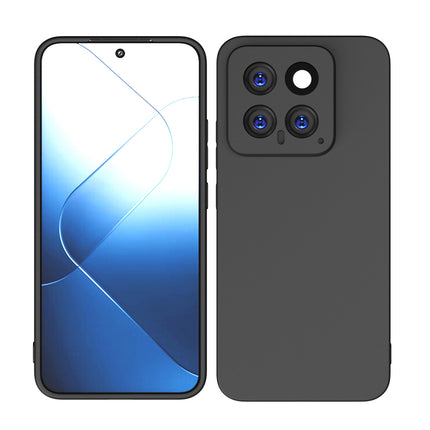 Kapa Matte Protective Lens Flexible Back Cover for Xiaomi 14 (5G) | Slim Silicone with Soft Lining Shockproof Full Body Bumper Case (Black) - Mobizang