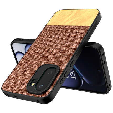 Kapa Soft Fabric & Leather Hybrid Protective Back Cover for OnePlus 15R | Shockproof Slim Hard Anti Slip Back Case (Brown)