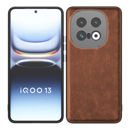 Kapa Tux Leather Back Cover for Iqoo 13 (5G) | Slim Shockproof Camera Protection Bumper Case (Brown)