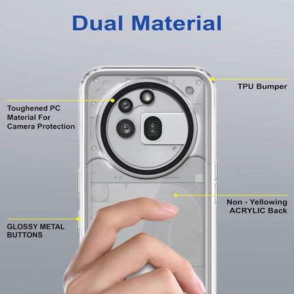 Kapa Warrior Acrylic Clear Back Cover For Nothing Phone 3A Pro | Slim Shockproof [Military Grade Protection] Hybrid Bumper Case (Clear Sides)