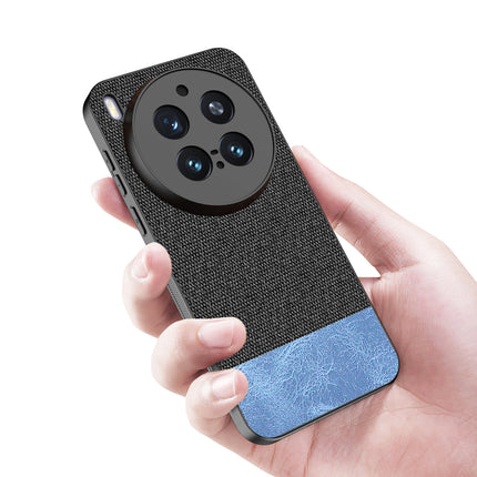 Kapa Soft Fabric & Leather Hybrid Protective Back Cover for Vivo X300 Pro 5G | Shockproof Slim Hard Anti Slip Back Case (Black,Blue)