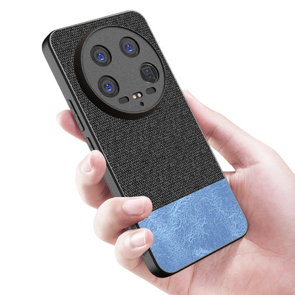 Kapa Soft Fabric & Leather Hybrid Protective Back Cover for Xiaomi 14 ULTRA (5G) | Shockproof Slim Hard Anti Slip Back Case (Black,Blue)