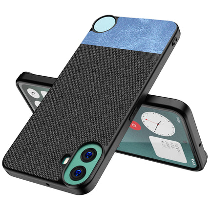 Kapa Soft Fabric & Leather Hybrid Protective Back Cover for Nothing CMF Phone 1 | Shockproof Slim Hard Anti Slip Back Case (Black,Blue)