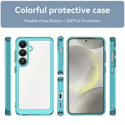 Kapa Unicorn Acrylic Clear Back Cover For Samsung Galaxy S25 Plus | Slim Shockproof [Military Grade Protection] Hybrid Bumper Case (Blue Sides)