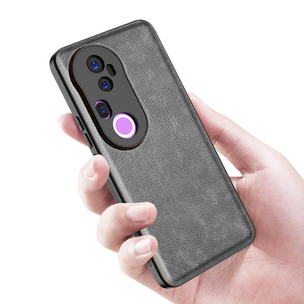 Kapa Tux Leather Back Cover for Vivo T4 Ultra 5G | Slim Shockproof Camera Protection Bumper Case (Grey)