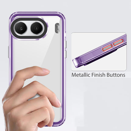 Kapa Warrior Acrylic Clear Back Cover For OnePlus Nord 4 | Slim Shockproof [Military Grade Protection] Hybrid Bumper Case (Purple Sides)