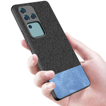 Kapa Soft Fabric & Leather Hybrid Protective Back Cover for Vivo V30 Pro (5G) | Shockproof Slim Hard Anti Slip Back Case (Black,Blue)