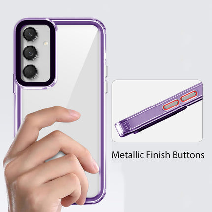 Kapa Warrior Acrylic Clear Back Cover For Samsung Galaxy M55 (5G) | Slim Shockproof [Military Grade Protection] Hybrid Bumper Case (Purple Sides) - Mobizang