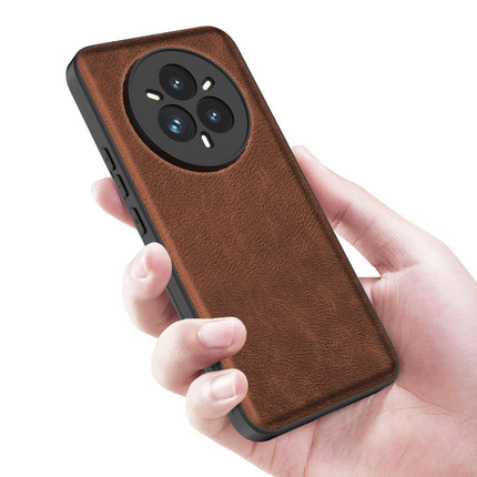 Kapa Tux Leather Back Cover for Realme 14 Pro 5G | Slim Shockproof Camera Protection Bumper Case (Brown)