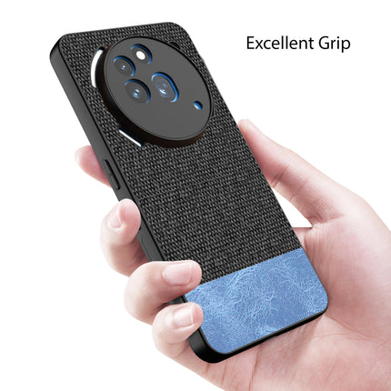 Kapa Soft Fabric & Leather Hybrid Protective Back Cover for Nothing Phone 3A Pro | Shockproof Slim Hard Anti Slip Back Case (Black,Blue) - Mobizang