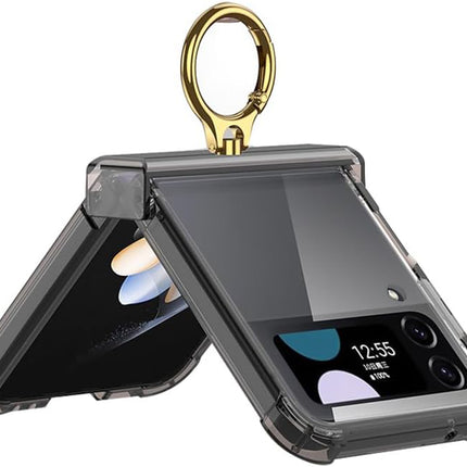 Kapa Clear Airbag Ring Back Case for Samsung Galaxy Flip6 / Z Flip 6 | Transparent Shockproof Slim Hard Protective Cover (Black)