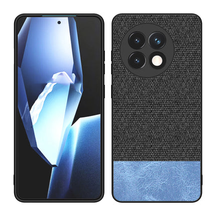 Kapa Soft Fabric & Leather Hybrid Protective Back Cover for OnePlus 13R | Shockproof Slim Hard Anti Slip Back Case (Black,Blue)