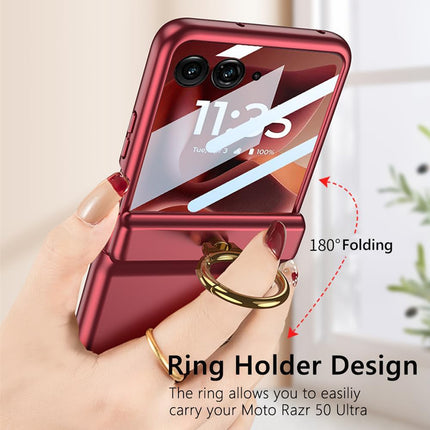 Kapa Magnetic Hinge and Ring Back Cover for Motorola Razr 60 Ultra | Ultra Thin Shockproof Slim Hard Protective Case (Wine Red)