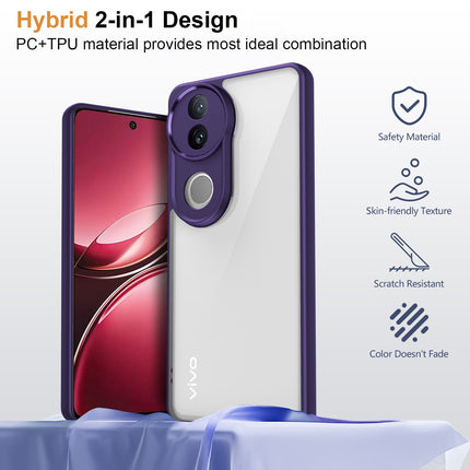 Kapa Hawkeye Clear Back Cover for Vivo V50 5G | Camera Lens Protector Shockproof Slim Clear Case Cover (Purple Sides)