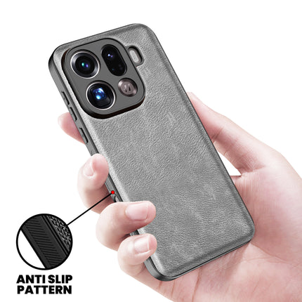 Kapa Tux Leather Back Cover for Oppo Find X9 Pro | Slim Shockproof Camera Protection Bumper Case (Grey)