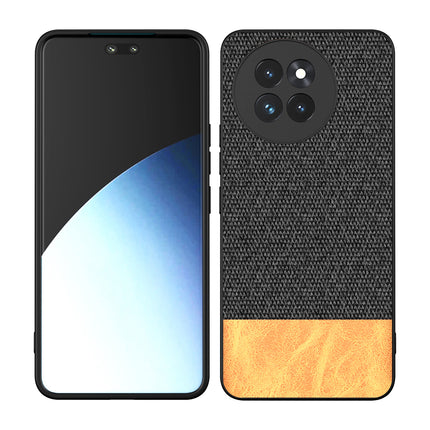 Kapa Soft Fabric & Leather Hybrid Protective Back Cover for Xiaomi 14 Civi | Shockproof Slim Hard Anti Slip Back Case (Black,Brown)