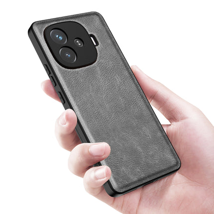 Kapa Tux Leather Back Cover for iQoo Neo 10R | Slim Shockproof Camera Protection Bumper Case (Grey)