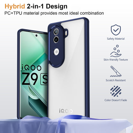 Kapa Hawkeye Clear Back Cover for Vivo V40E / iQOO Z9S | Camera Lens Protector Shockproof Slim Clear Case Cover (Blue Sides)
