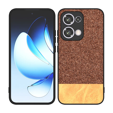 Kapa Soft Fabric & Leather Hybrid Protective Back Cover for Oppo Reno 13 5G | Shockproof Slim Hard Anti Slip Back Case (Brown)