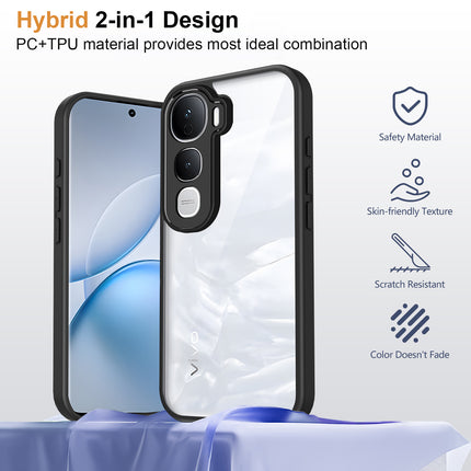 Kapa Hawkeye Clear Slim Tough Back Cover for Vivo Y400 Pro 5G | Camera Lens Protector Anti Yellow Shockproof Clear Hybrid Case Cover (Black Sides)