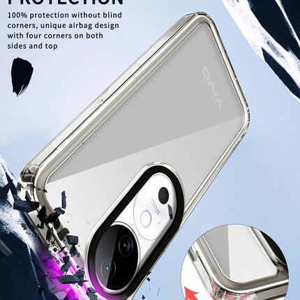 Kapa Warrior Acrylic Clear Back Cover For Vivo V31 (5G) | Slim Shockproof [Military Grade Protection] Hybrid Bumper Case (Grey Sides) - Mobizang