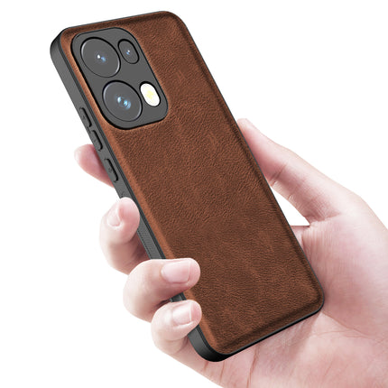 Kapa Tux Leather Back Cover for Oppo Reno 13 Pro | Slim Shockproof Camera Protection Bumper Case (Brown) - Mobizang