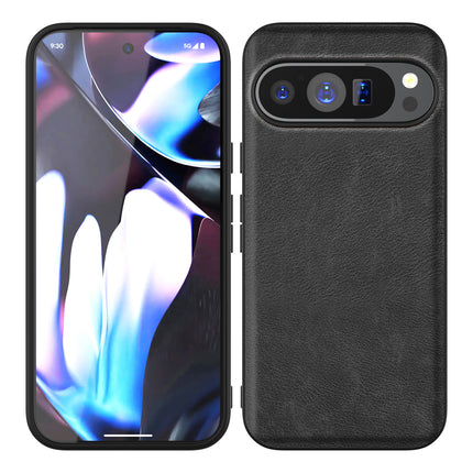Kapa Tux Leather Back Cover for Google Pixel 9 / Pixel 9 PRO | Slim Shockproof Camera Protection Bumper Case (Black)
