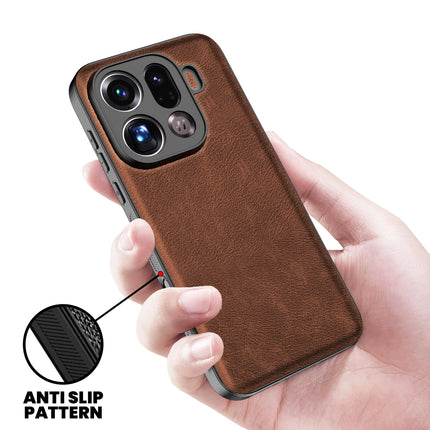 Kapa Tux Leather Back Cover for Oppo Find X9 Pro | Slim Shockproof Camera Protection Bumper Case (Brown) - Mobizang
