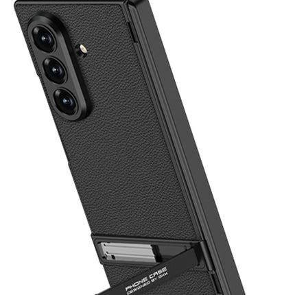 Kapa Leather Case with Stand and Hinge Protection Back Cover for Samsung Galaxy Z Fold7 / Fold 7 | Ultra Thin Full Body Protection Hard Cover (Black)