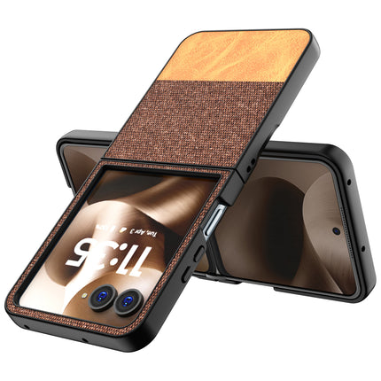 Kapa Soft Fabric & Leather Hybrid Protective Back Cover for Moto Razr 60 / 50 | Shockproof Slim Hard Anti Slip Back Case (Brown)
