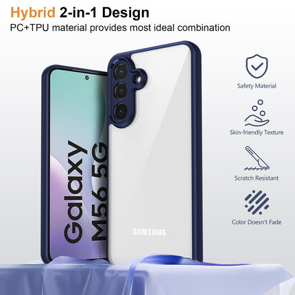 Kapa Hawkeye Clear Slim Tough Back Cover for Samsung Galaxy M56 | Camera Lens Protector Anti Yellow Shockproof Clear Hybrid Case Cover (Blue) - Mobizang