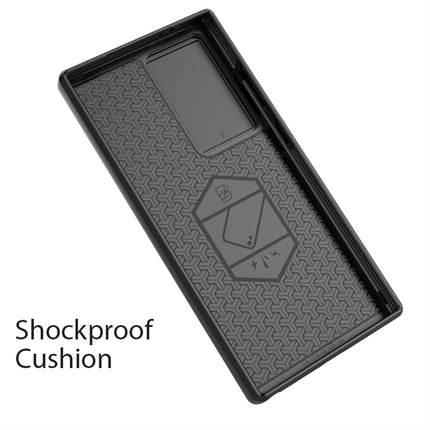 Kapa Armor Slider Back Cover for Samsung Galaxy S24 Ultra | Inbuilt Ring + Camera Slider Shockproof Lens Protection Bumper Back Case (Black)