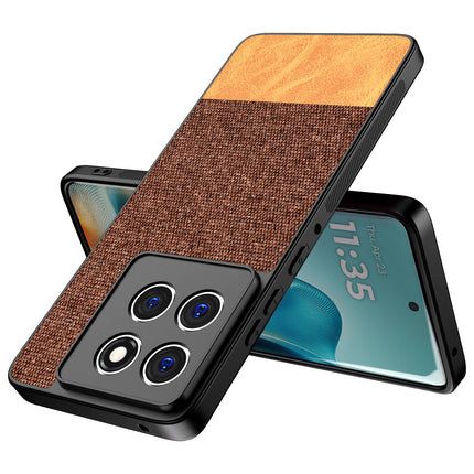 Kapa Soft Fabric & Leather Hybrid Protective Back Cover for Moto Edge 60 / Edge 60 Fusion | Shockproof Slim Hard Anti Slip Back Case (Brown)