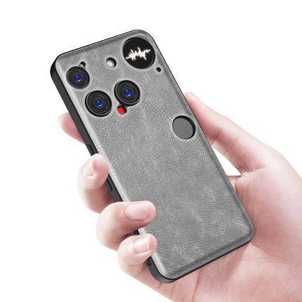 Kapa Tux Leather Back Cover for Nothing Phone 3 5G | Slim Shockproof Camera Protection Bumper Case (Grey) - Mobizang