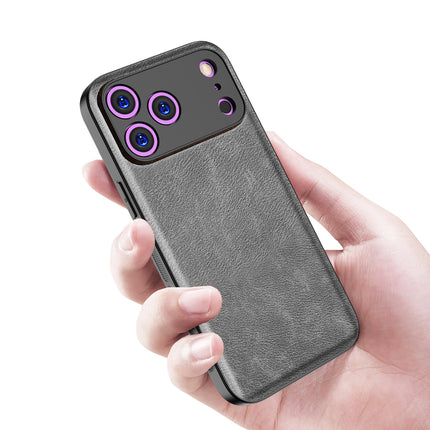 Kapa Tux Leather Back Cover for Apple iPhone 17 Pro | Slim Shockproof Camera Protection Bumper Case (Grey) - Mobizang