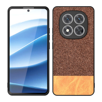 Kapa Soft Fabric & Leather Hybrid Protective Back Cover for Redmi Note 14 Pro (5G) | Shockproof Slim Hard Anti Slip Back Case (Brown)