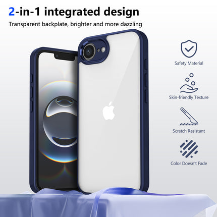 Kapa Hawkeye Clear Back Cover for Apple iPhone 16E | Camera Lens Protector Shockproof Slim Clear Case Cover (Blue Sides)