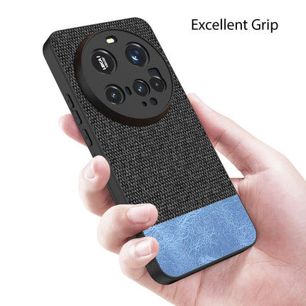 Kapa Soft Fabric & Leather Hybrid Protective Back Cover for Xiaomi 15 Ultra | Shockproof Slim Hard Anti Slip Back Case (Black,Blue)