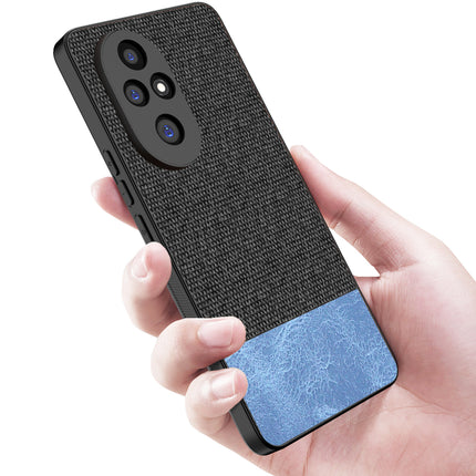 Kapa Soft Fabric & Leather Hybrid Protective Back Cover for Honor 200 Pro (5G) | Shockproof Slim Hard Anti Slip Back Case (Black,Blue) - Mobizang