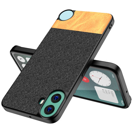 Kapa Soft Fabric & Leather Hybrid Protective Back Cover for Nothing CMF Phone 1 | Shockproof Slim Hard Anti Slip Back Case (Black,Brown) - Mobizang