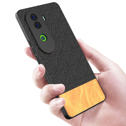 Kapa Soft Fabric & Leather Hybrid Protective Back Cover for Vivo V40E / iQOO Z9S | Shockproof Slim Hard Anti Slip Back Case (Black,Brown)