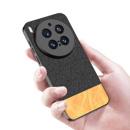 Kapa Soft Fabric & Leather Hybrid Protective Back Cover for Vivo X300 Pro 5G | Shockproof Slim Hard Anti Slip Back Case (Black,Brown)