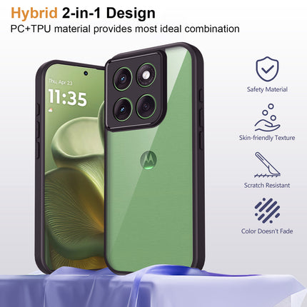 Kapa Hawkeye Clear Slim Tough Back Cover for Moto Edge 70 | Camera Lens Protector Anti Yellow Shockproof Clear Hybrid Case Cover (Black)