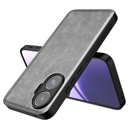 Kapa Tux Leather Back Cover for Poco F7 5G | Slim Shockproof Camera Protection Bumper Case (Grey) - Mobizang