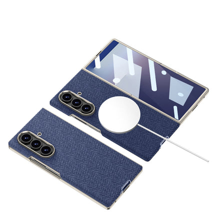 Kapa Nylon Fabric Case Compatible with Magsafe Back Cover for Samsung Galaxy Z Fold7 / Fold 7 | with [Inbuilt Glass] and Wireless Charging Support Full Body Protection Cover (Blue)