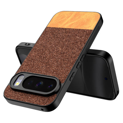 Kapa Soft Fabric & Leather Hybrid Protective Back Cover for Google Pixel 10 Pro | Shockproof Slim Hard Anti Slip Back Case (Brown)