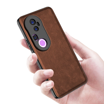 Kapa Tux Leather Back Cover for Vivo T4 Ultra 5G | Slim Shockproof Camera Protection Bumper Case (Brown) - Mobizang