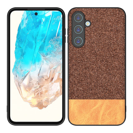 Kapa Soft Fabric & Leather Hybrid Protective Back Cover for Samsung Galaxy M35 (5G) | Shockproof Slim Hard Anti Slip Back Case (Brown) - Mobizang