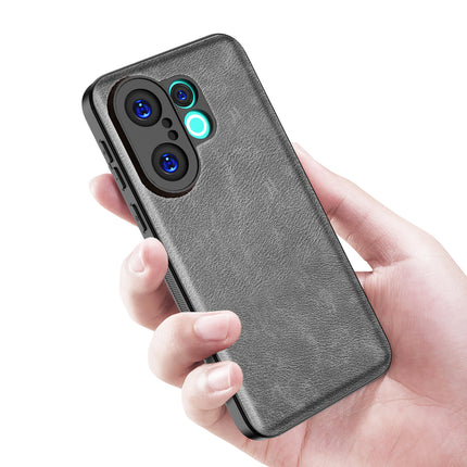 Kapa Tux Leather Back Cover for Vivo X200 FE 5G | Slim Shockproof Camera Protection Bumper Case (Grey) - Mobizang